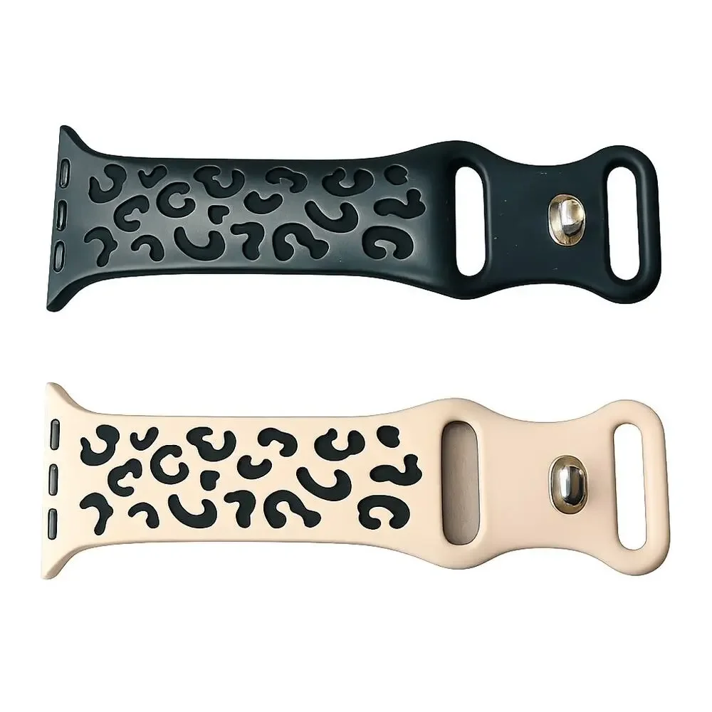 2 Pack Apple Watch Bands 38 40 Matte Black & Blush Leopard NEW